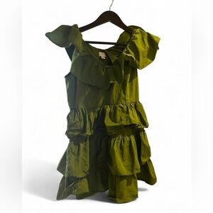 A New DayGreen Ruffled Sleeveless Dress